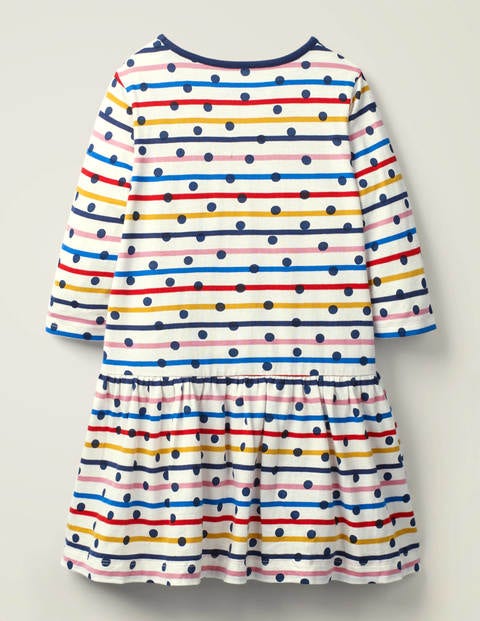 Stripy Jersey Dress - Rainbow Stripe/Navy Spot Stripy Jersey Dress - Rainbow Stripe/Navy Spot