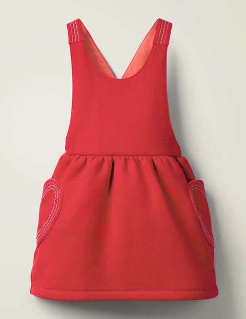 Heart Pocket Cosy Pinafore - Summer Poppy Red Heart Pocket Cosy Pinafore - Summer Poppy Red