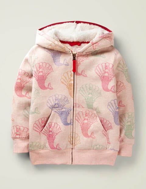 Shaggy-Lined Hoodie - Light Pink Marl Mermaids Shaggy-Lined Hoodie - Light Pink Marl Mermaids
