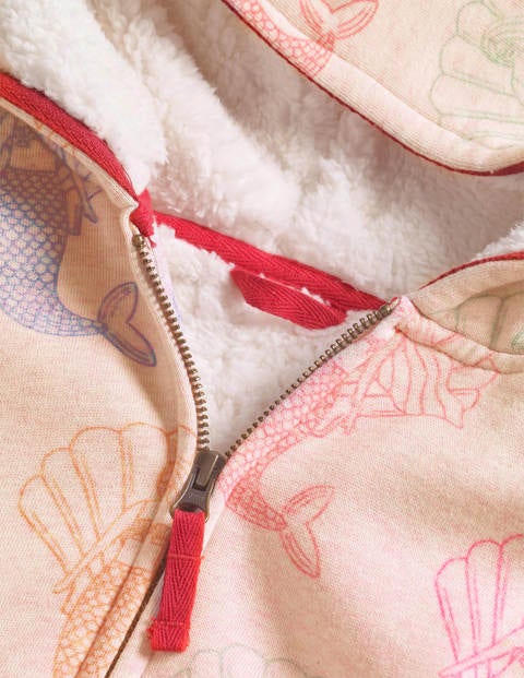 Shaggy-Lined Hoodie - Light Pink Marl Mermaids Shaggy-Lined Hoodie - Light Pink Marl Mermaids