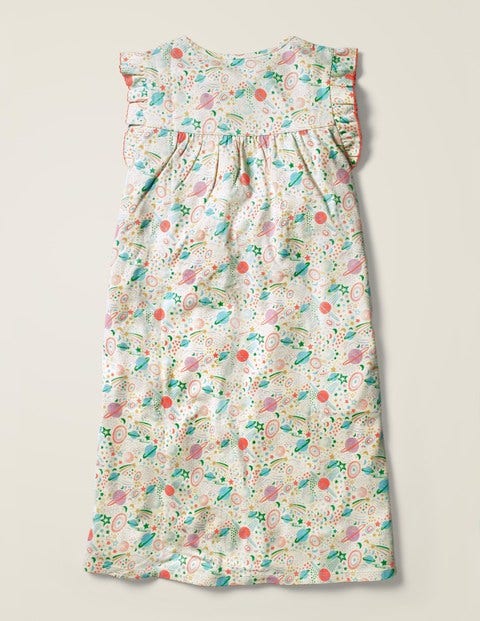 Printed Nightie - Ivory and Pink Punch Cosmos Printed Nightie - Ivory and Pink Punch Cosmos