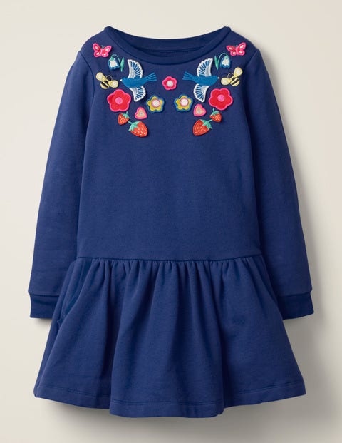 Robe Cosy À Appliqué - Bleu marine universitaire Robe Cosy À Appliqué - Bleu marine universitaire