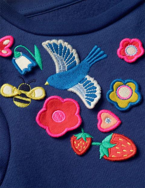Robe Cosy À Appliqué - Bleu marine universitaire Robe Cosy À Appliqué - Bleu marine universitaire