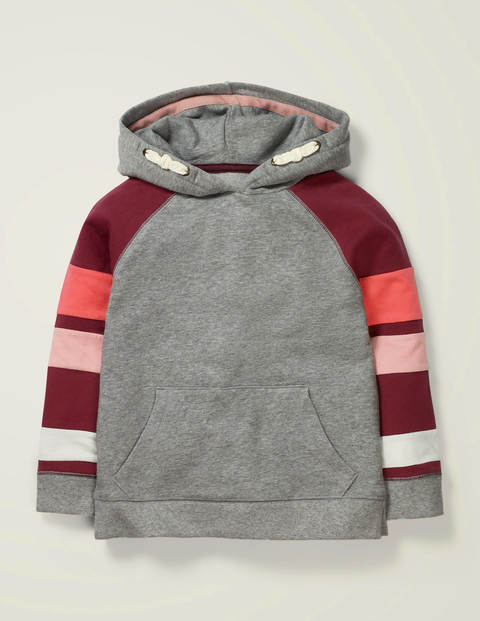 Hoodie Mit Blockfarben - Grau Meliert Hoodie Mit Blockfarben - Grau Meliert