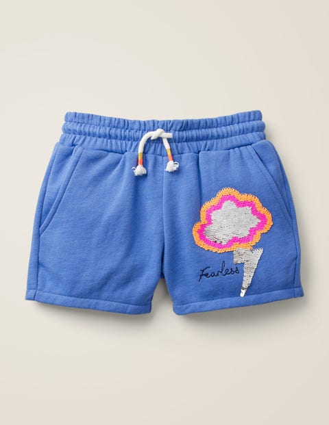Sequin Colour-change Shorts - Sky Blue Lightening Bolt Sequin Colour-change Shorts - Sky Blue Lightening Bolt