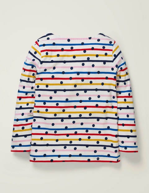 Alltagstaugliches Bretonshirt - Regenbogenstreifen/Navy, Getupft Alltagstaugliches Bretonshirt - Regenbogenstreifen/Navy, Getupft