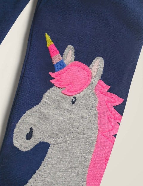 Leggings Mit Applikation - Schuluniform-Navy, Einhorn Leggings Mit Applikation - Schuluniform-Navy, Einhorn