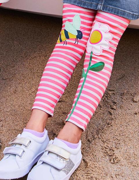 AppliquÃ© Leggings - White/Bright Camelia Pink Bee