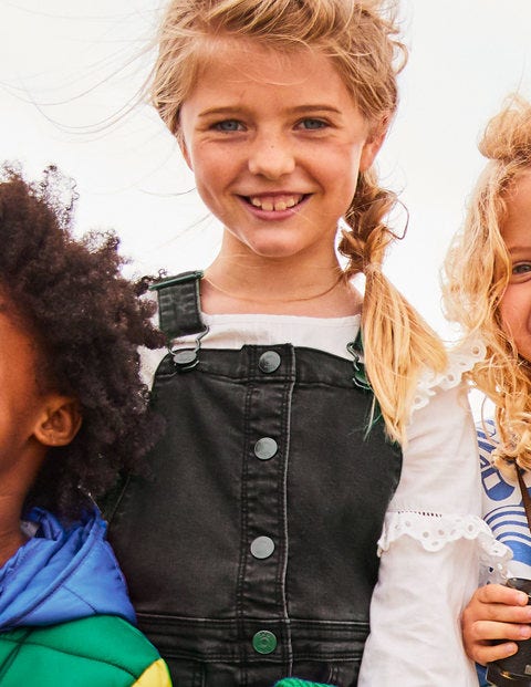 Button Through Overall Dress - Charcoal Denim Button Through Overall Dress - Charcoal Denim