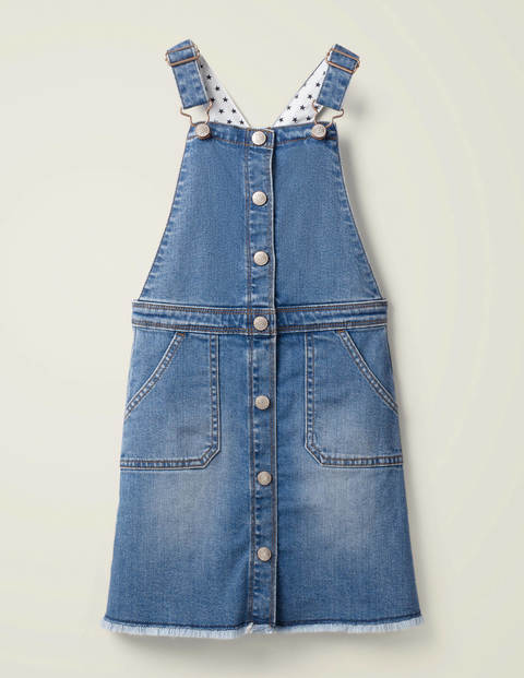 Button Through Overall Dress - Mid Vintage Denim Button Through Overall Dress - Mid Vintage Denim