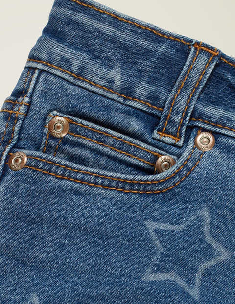 Denim-Shorts - Mittleres Vintageblau, Sterne Denim-Shorts - Mittleres Vintageblau, Sterne
