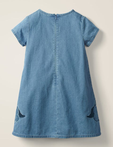 Unicorn Appliqué Woven Dress - Mid Vintage Denim Unicorn Appliqué Woven Dress - Mid Vintage Denim