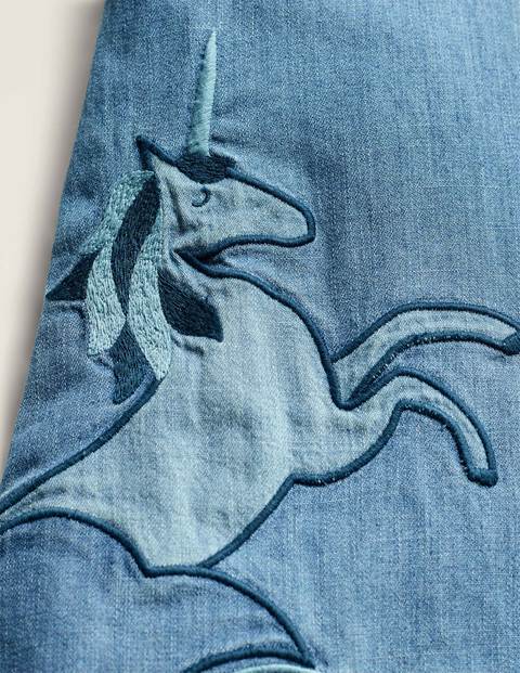 Unicorn Appliqué Woven Dress - Mid Vintage Denim Unicorn Appliqué Woven Dress - Mid Vintage Denim