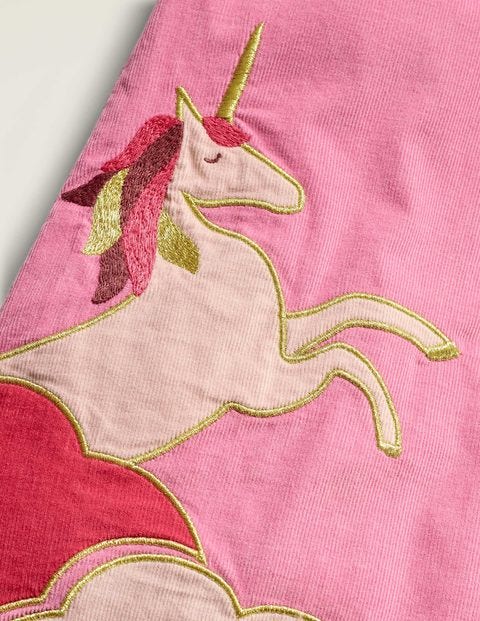 Webkleid mit Einhorn-Applikation - Kirschblütenrosa Webkleid mit Einhorn-Applikation - Kirschblütenrosa