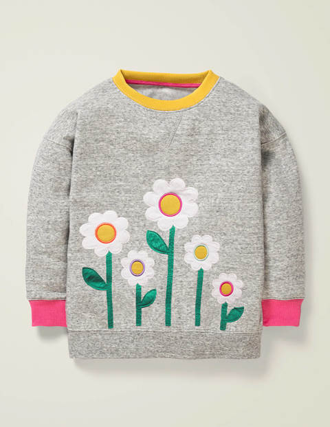 Cosy Appliqué Sweatshirt - Grey Marl Daisies Cosy Appliqué Sweatshirt - Grey Marl Daisies