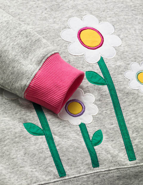Cosy Appliqué Sweatshirt - Grey Marl Daisies Cosy Appliqué Sweatshirt - Grey Marl Daisies