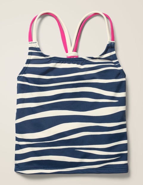 Patterned Tankini Top - Deep Sea Blue Zebra Stripe Patterned Tankini Top - Deep Sea Blue Zebra Stripe