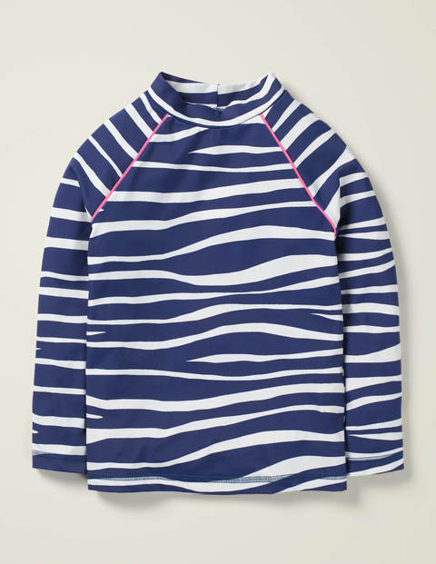 Long-sleeved Rash Vest - Deep Sea Blue Zebra Stripe Long-sleeved Rash Vest - Deep Sea Blue Zebra Stripe