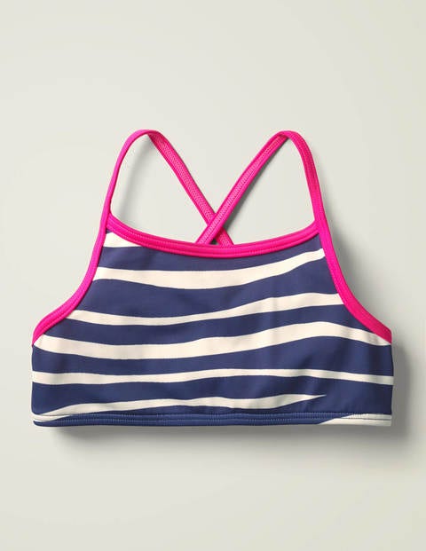 Gemustertes Bikini-Oberteil - Tiefseeblau, Zebrastreifen Gemustertes Bikini-Oberteil - Tiefseeblau, Zebrastreifen