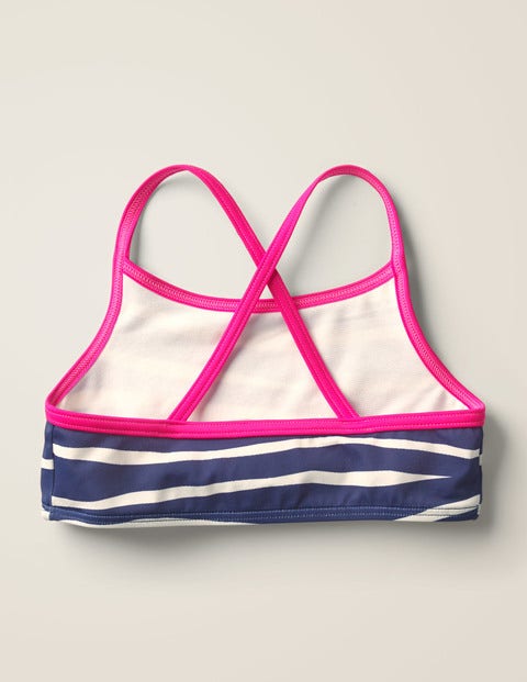 Gemustertes Bikini-Oberteil - Tiefseeblau, Zebrastreifen Gemustertes Bikini-Oberteil - Tiefseeblau, Zebrastreifen