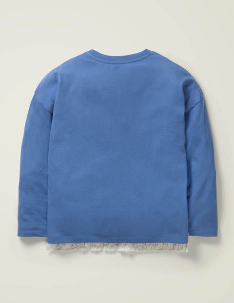 T-Shirt Mit Applikation Und Rüschen - Himmelblau, Schwan T-Shirt Mit Applikation Und Rüschen - Himmelblau, Schwan