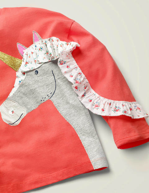 Frill Appliqué T-Shirt - Peach Melba Pink Unicorn Frill Appliqué T-Shirt - Peach Melba Pink Unicorn