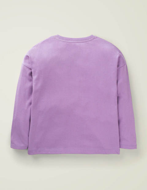 T-Shirt Mit Applikation Und Rüschen - Cooles Violett, Dinosaurier T-Shirt Mit Applikation Und Rüschen - Cooles Violett, Dinosaurier