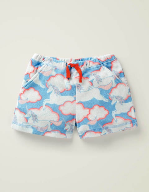 Frottee-Shorts - Blau, Einhörner/Himmel Frottee-Shorts - Blau, Einhörner/Himmel