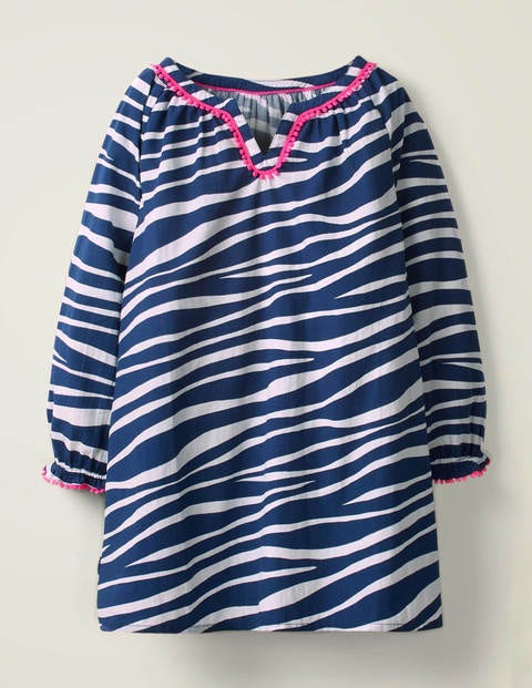 Farbenfroher Kaftan - Tiefseeblau, Zebrastreifen Farbenfroher Kaftan - Tiefseeblau, Zebrastreifen