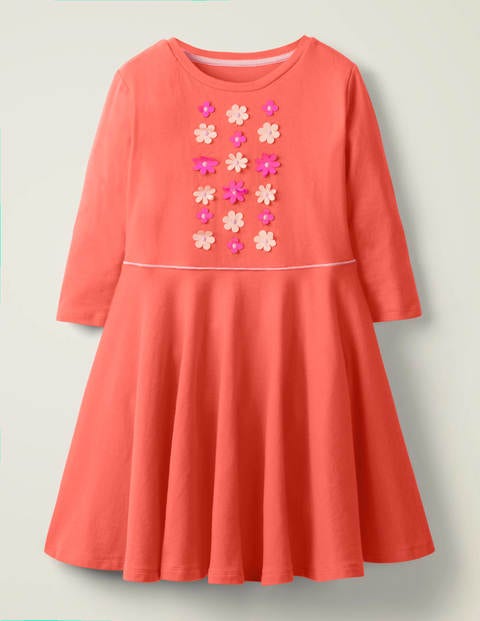 Embroidered Ballerina Dress - Peach Melba Coral Embroidered Ballerina Dress - Peach Melba Coral