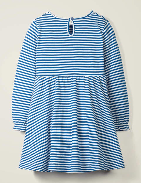 Fun Appliqué Jersey Dress - Bright Blue Stripe Rainbow Fun Appliqué Jersey Dress - Bright Blue Stripe Rainbow