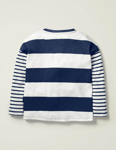 Gestreiftes T-Shirt Mit Farbwechselnden Pailletten - Schuluniform-Navy/Naturweiß, Fearless Gestreiftes T-Shirt Mit Farbwechselnden Pailletten - Schuluniform-Navy/Naturweiß, Fearless