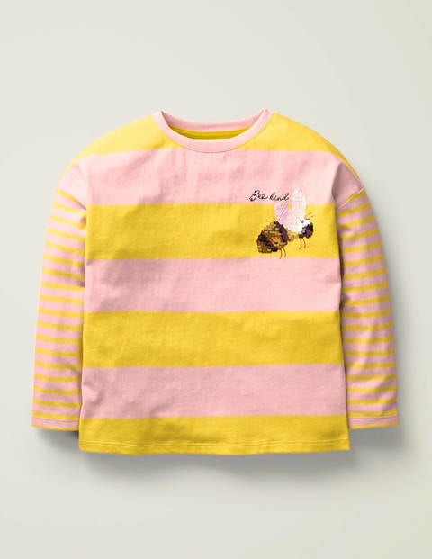 Stripy Colour Change T-Shirt - Pink/Daffodil Yellow Bee Kind Stripy Colour Change T-Shirt - Pink/Daffodil Yellow Bee Kind