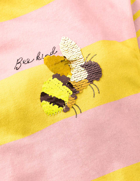 Stripy Colour Change T-Shirt - Pink/Daffodil Yellow Bee Kind Stripy Colour Change T-Shirt - Pink/Daffodil Yellow Bee Kind