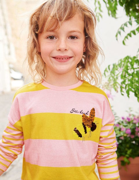 Stripy Colour Change T-Shirt - Pink/Daffodil Yellow Bee Kind Stripy Colour Change T-Shirt - Pink/Daffodil Yellow Bee Kind