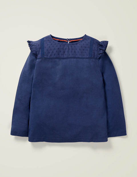 Jerseyoberteil Mit Rüschen - Schuluniform-Navy Jerseyoberteil Mit Rüschen - Schuluniform-Navy