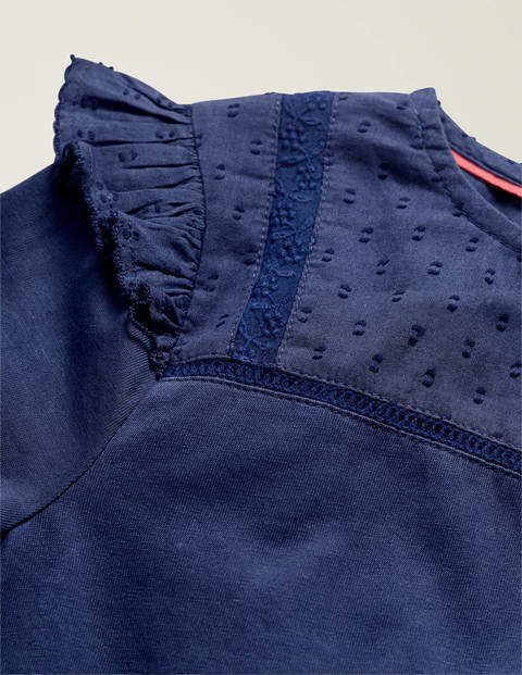 Jerseyoberteil Mit Rüschen - Schuluniform-Navy Jerseyoberteil Mit Rüschen - Schuluniform-Navy