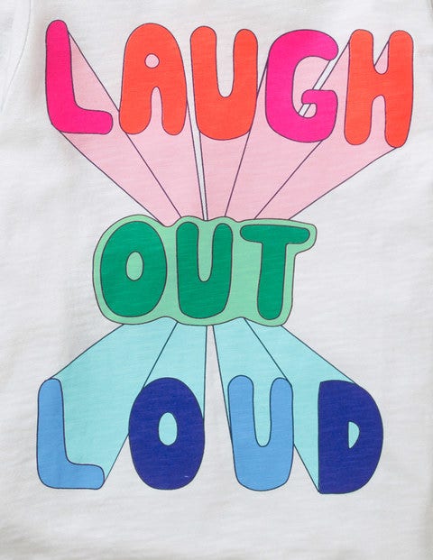 Retro Print T-Shirt - White Laugh Out Loud Retro Print T-Shirt - White Laugh Out Loud