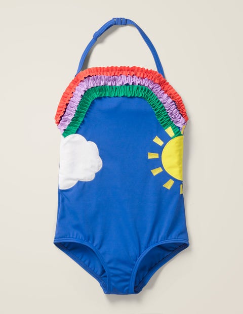 Appliqué Swimsuit - Deep Sea Blue Rainbow Appliqué Swimsuit - Deep Sea Blue Rainbow
