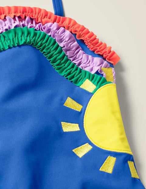 Appliqué Swimsuit - Deep Sea Blue Rainbow Appliqué Swimsuit - Deep Sea Blue Rainbow