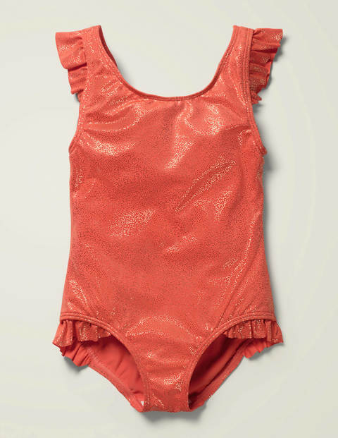 Maillot de bain métallisé à volants - Rouge crépuscule Maillot de bain métallisé à volants - Rouge crépuscule