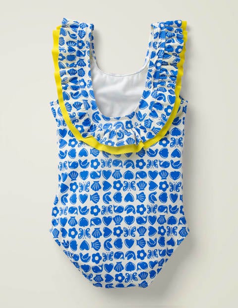 Shoulder Frill Swimsuit - Blue Oasis Maritime Geo Shoulder Frill Swimsuit - Blue Oasis Maritime Geo