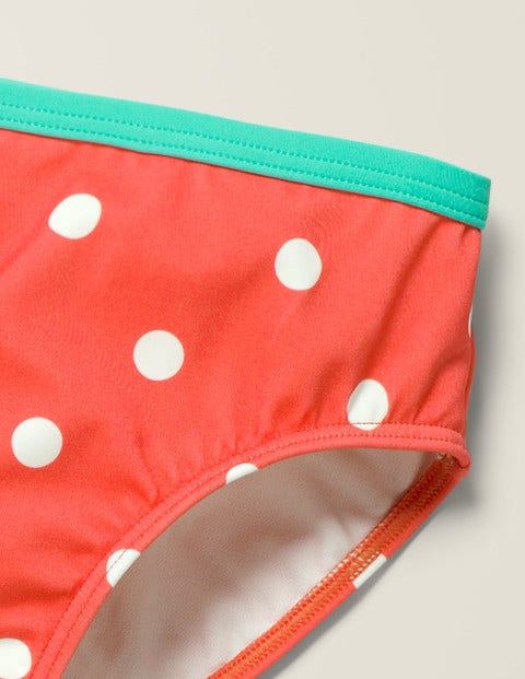 Patterned Bikini Bottoms - Sunset Red/Ivory Spot Patterned Bikini Bottoms - Sunset Red/Ivory Spot