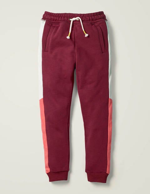 Bequeme Jogginghose Mit Blockfarben - Bordeauxrot Bequeme Jogginghose Mit Blockfarben - Bordeauxrot
