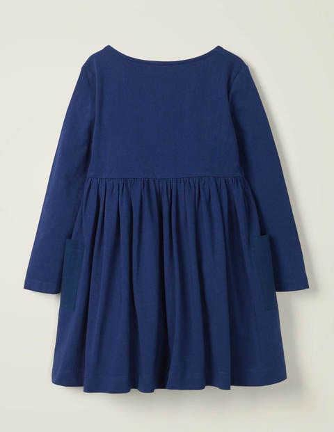 Rainbow Button Jersey Dress - College Navy Rainbow Button Jersey Dress - College Navy
