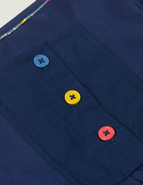 Rainbow Button Jersey Dress - College Navy Rainbow Button Jersey Dress - College Navy