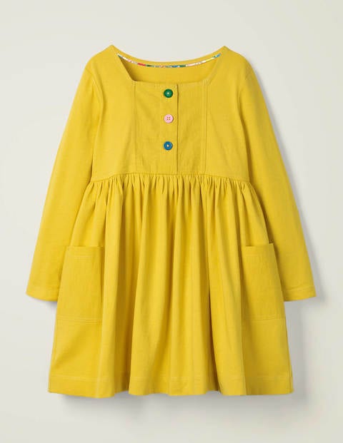 Rainbow Button Jersey Dress - Daffodil Yellow Rainbow Button Jersey Dress - Daffodil Yellow