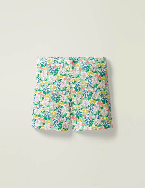 Witzige Basic-Jerseyshorts - Naturweiß, Frühlingsblumen Witzige Basic-Jerseyshorts - Naturweiß, Frühlingsblumen