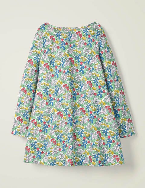 Langärmliges Kleid Mit Applikation - Naturweiß, Frühlingsblumen/Häschen Langärmliges Kleid Mit Applikation - Naturweiß, Frühlingsblumen/Häschen
