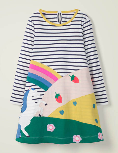 Horse Scene Jersey Dress - Ivory/ College Navy Horse Horse Scene Jersey Dress - Ivory/ College Navy Horse